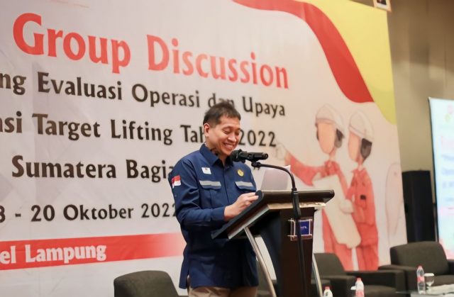 Kepala Perwakilan SKK Migas Wilayah Sumatera Bagian Selatan (Sumbagsel) Anggono Mahendrawan dalam pembukaan Fokus Diskusi Grup (FGD) Monitoring Evaluasi Operasi dan Upaya Optimalisasi Target Lifting Tahun 2022. Foto: Ist