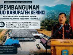 Tender RSUD Kerinci Rp137,5 Miliar Tuntas, Monadi: Kado Bahagia bagi Masyarakat